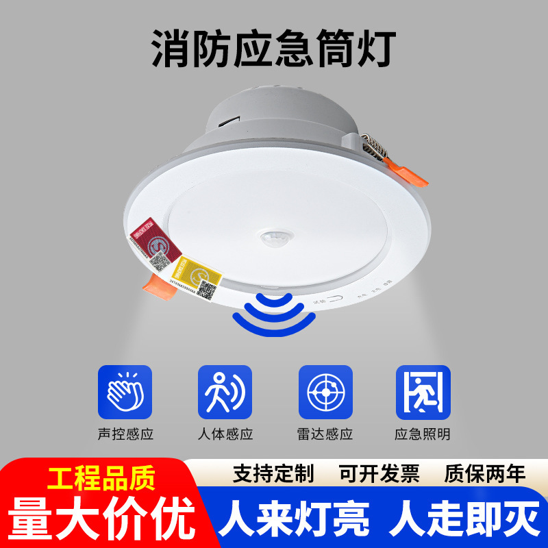 Fire Emergency Recessed Downlight, Power Outage Lighting, Corridor Aisle Led Embedded Spotlight, Intelligent Sensor Adjustable Fire Emergency Recessed Downlight, Power Outage Lighting, Corridor Aisle Led Embedded Spotlight, Intelligent Sensor Adjustable