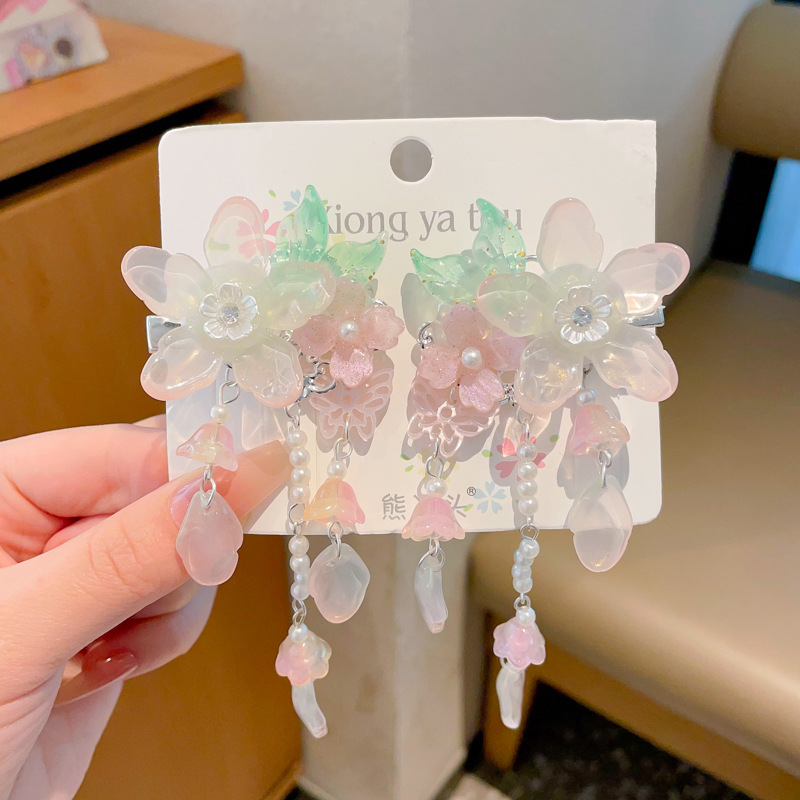 Chica de Hanfu tocado de los niños traje antiguo princesa borla horquilla estilo chino niña paso horquilla clip de pelo