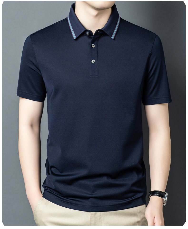 Áo polo nam tay ngắn lụa Mulberry mỏng nhẹ cổ bẻ mùa hè — Tây Tạng W - 88 chi tiết 9