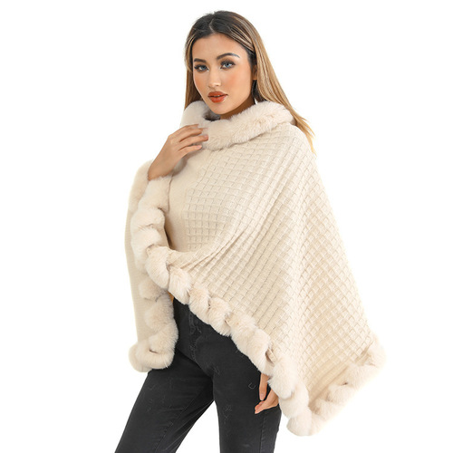 Amazon AliExpress New Tibetan Travel Geometric Line Beige Warm All-Match Split Shawl Cape