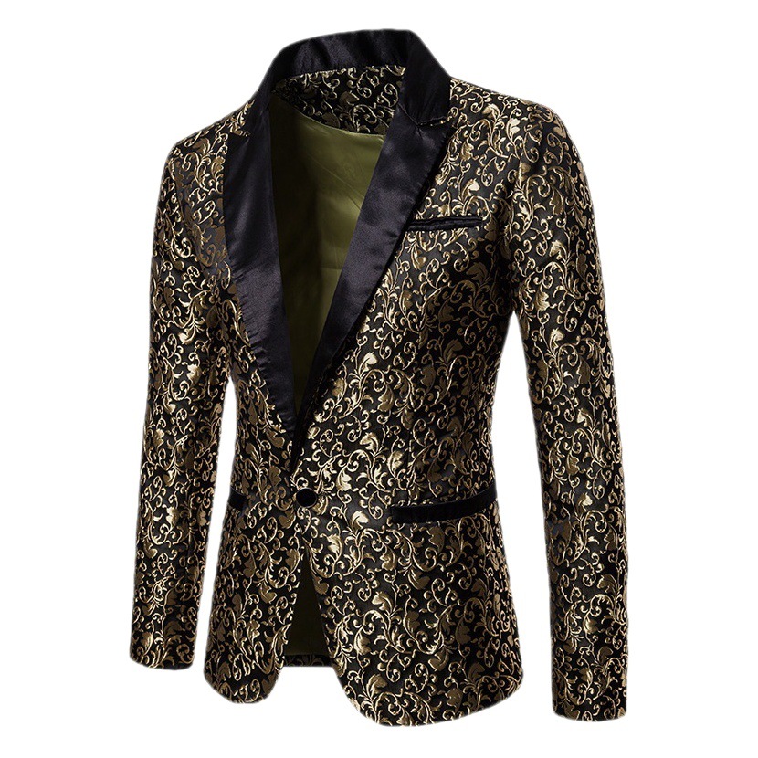 2024 European and American Men's Autumn and Winter Color Large Body Jacquard Fashion Design Dress Men's Lapel Suit XZ32