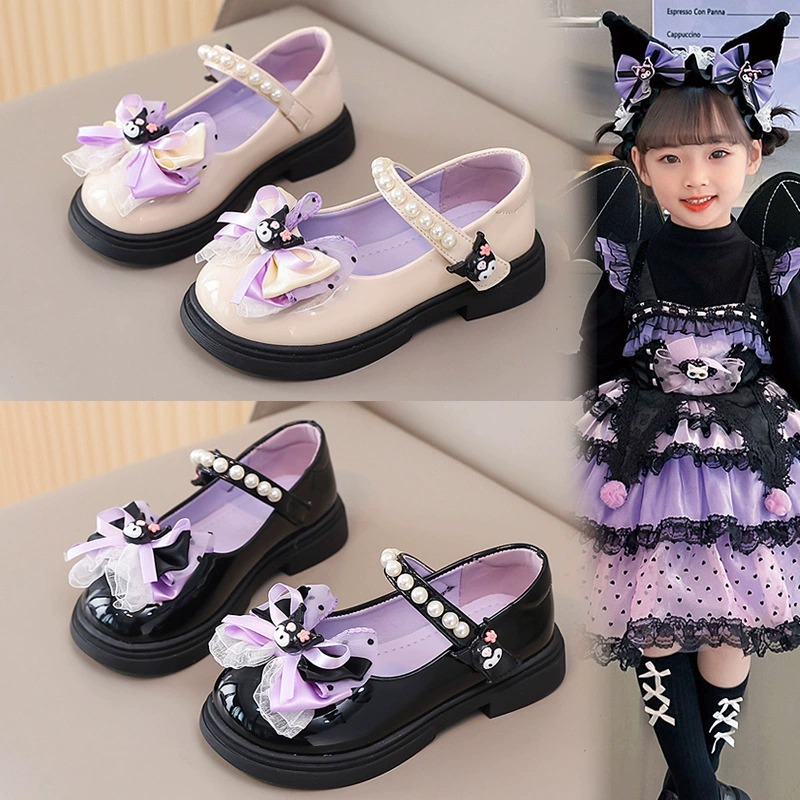 Квадратные туфли для девочек весной 2025 новый средний и средний мальчик девушка сладкая повседневная маленькая кожаная обувь на мягкой подошве Мэри Джейн