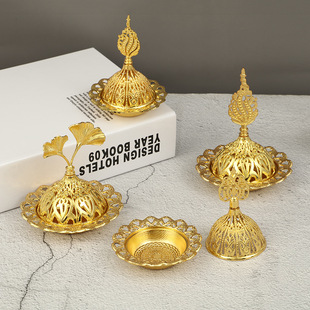 Cross-border golden hollow apricot leaf aromatherapy stove exported to the Middle East exquisite aromatherapy stove fashion home decoration ornaments manufacturers
