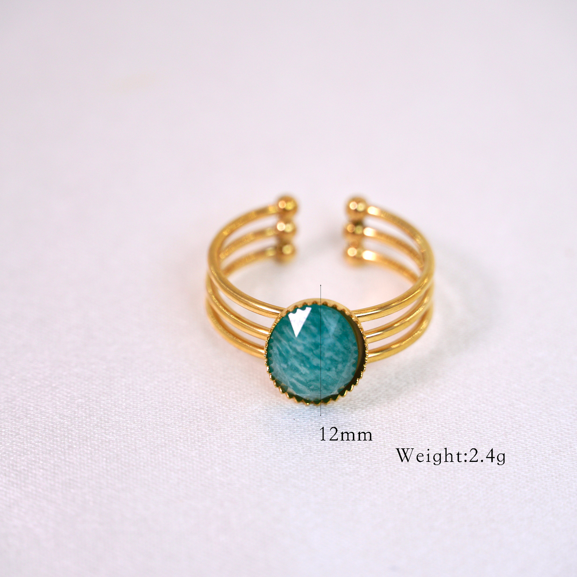 Polishing, Inlay Design Retro French Style Geometric Titanium Steel Natural Stone Open Rings In Bulk