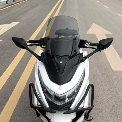 Second Generation Modified Windshield – Motorcycle front windshield - matte-black-mask-brown-38cm-windshield-base-rearview-mirror