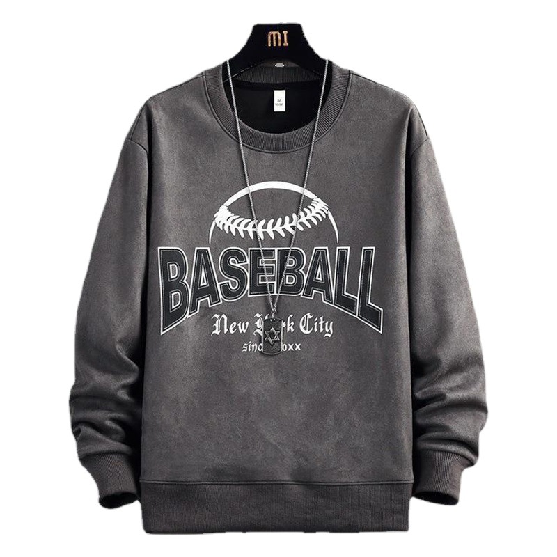 Suéter de los hombres de gamuza 2023 nuevos hombres de cuello redondo jersey de manga larga Camiseta suelta marca de moda top