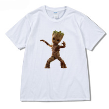 跨境T恤欧美银河护卫队2格鲁特Groot小树人宝宝印花宽松纯棉短袖