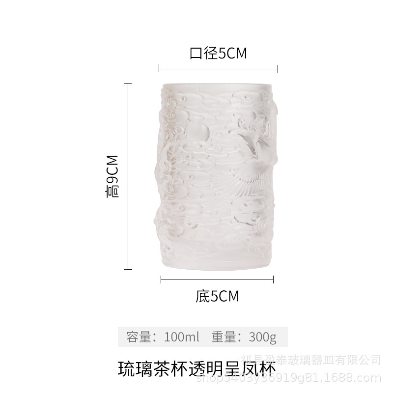 Relieve de mano pintado Jin Tenglong taza de té de cristal taza de té de vidrio resistente al calor taza maestro taza de té de kung fu