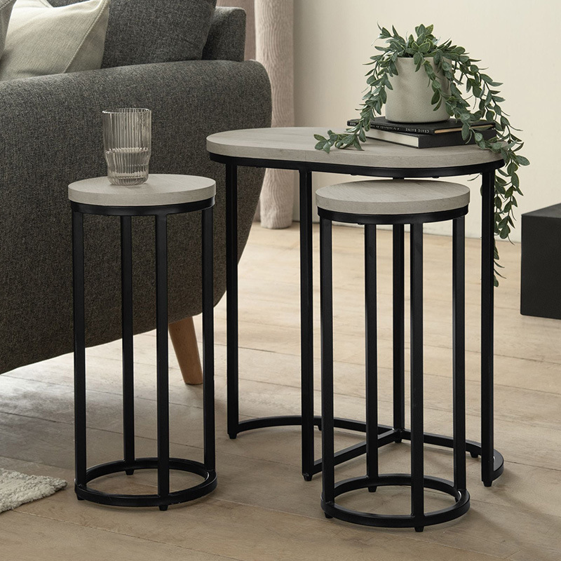 Mesa de té de lujo ligera, sala de estar de alta calidad, mesa de café redonda de madera sólida image 4