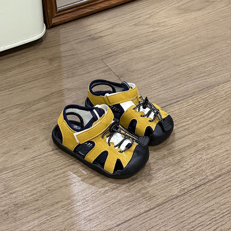 Breathable Kids Water Sports Sandals With Toe Guard - Lightweight Hook & Loop Walking Shoes For Toddlers 1-3 Years, Unisex Summer Play Shoes_voghion.com