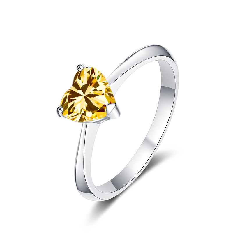 6.5mm color rosa en forma de corazón azul azul de moissanita plata esterlina anillo de mujer con certificado GRA