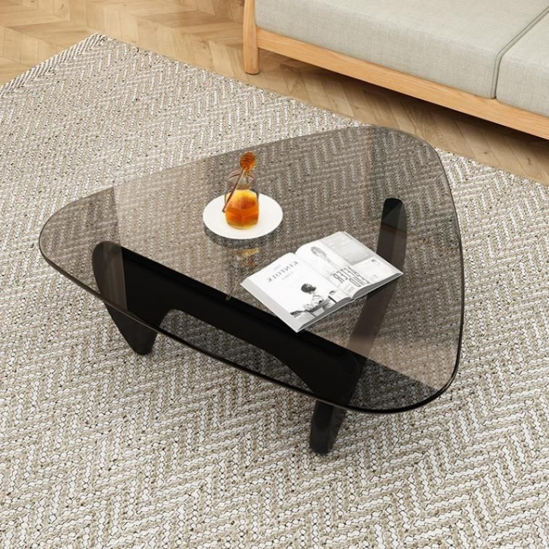 Mesa de té de vidrio temperado pequeña sala de estar minimalista doméstica moderna simple Noguchi Yong mesa de té redonda creativa