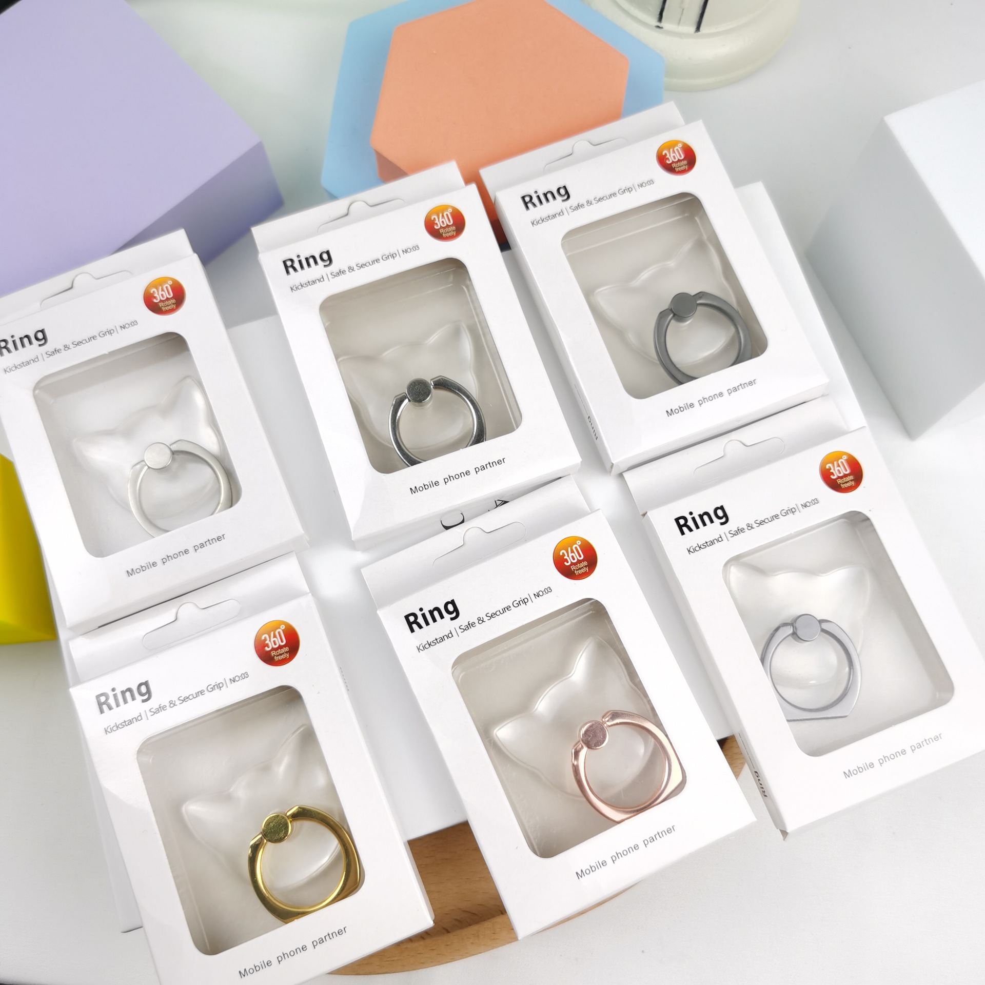 Soporte de anillo de cristal transparente acrílico transparente titular de teléfono móvil de cristal creativo