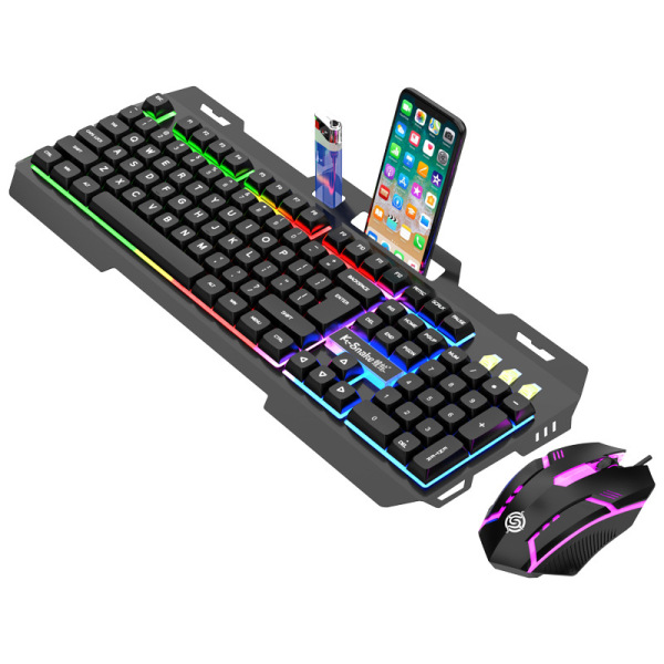 KM520 mechanical feel keyboard mouse set light -emitting metal panel…