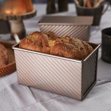 家用吐司模具不沾波纹带盖吐司盒子烤箱盘面包碳钢烘焙蛋糕模具