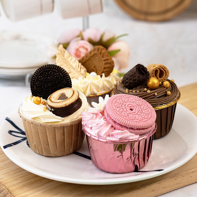 Cake Cup Round Edge Paper Cup Muffin Cup Muffin Paper Tray Baking Packaging High Temperature Resistant Disposable Gold And Silver