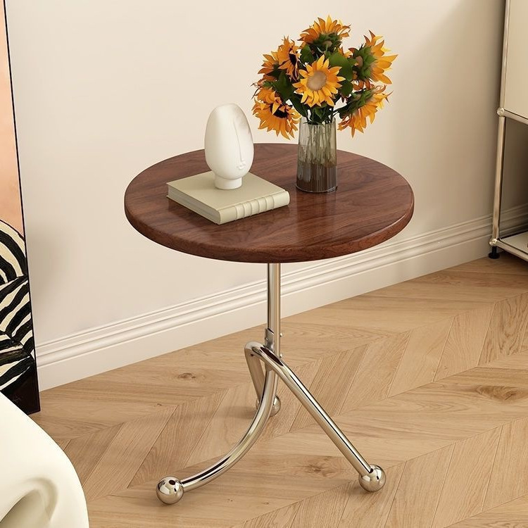 Simple Small Round Side Table, Vintage Ins-Style Small Coffee Table, Living Room Solid Wood Sofa Corner Table, Nordic Creative Bedside Table