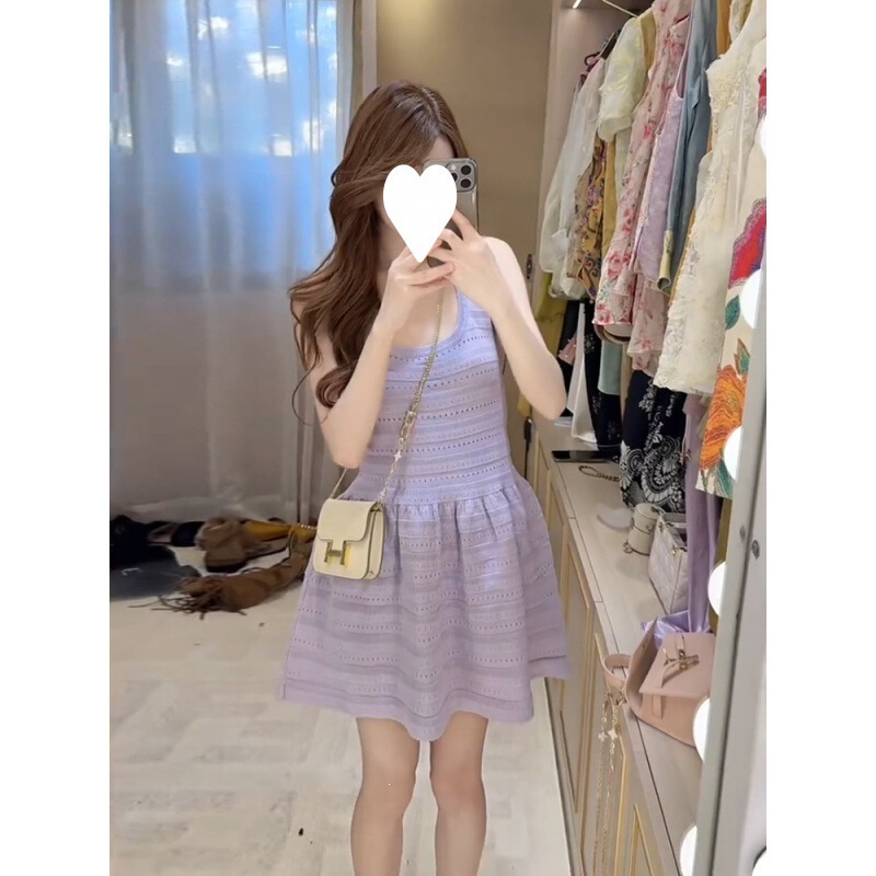 Summer vibe alluring lavender purple dress for women, flattering and waist-cinching short dress, white one-size-fits-all, royal blue