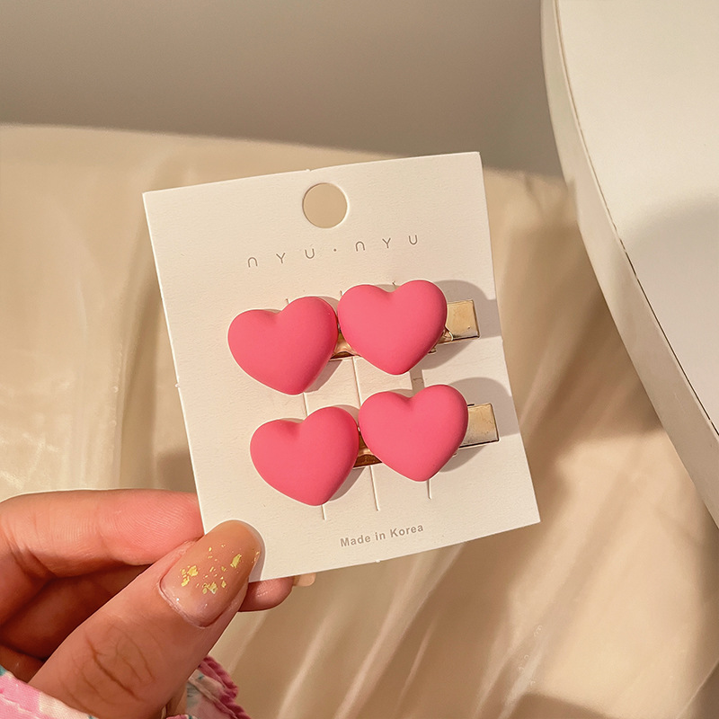 Pin de cabello de dopamina amor rosa pin de cabello de mujer 2024 nuevo pin de cabello rojo sin marca lateral pin de frangeo adornamiento de cabeza