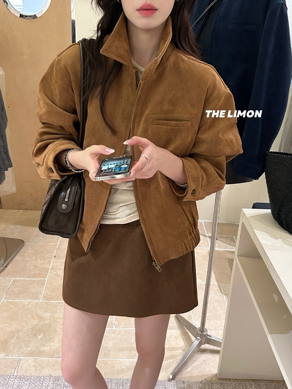 THE LIMON柠檬绿茶复古宽松羊津绒休闲工装夹克长袖短外套女秋冬|undefined