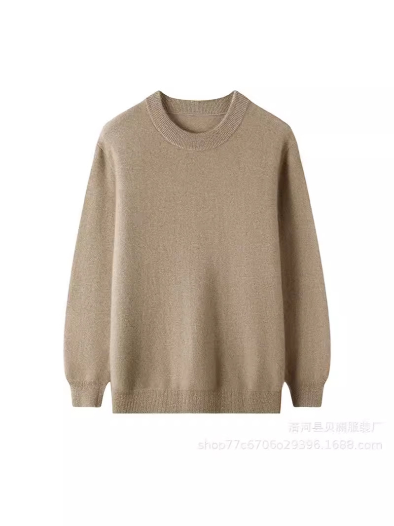 2024 가을과 겨울 새로운 순수 울 스웨터 남성 둥근 목 단색 기본 스웨터 비즈니스 캐주얼 플러스 사이즈 니트 캐시미어 YN