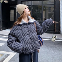 学院风排骨羽绒服2025冬季新款时尚国标90绒格子白鸭绒羽绒外套女