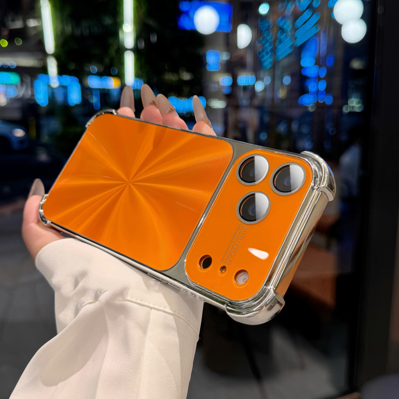 Aplicable para iPhone17promax galvanizado aurora CD nuevo caso de Apple 16 cuatro ángulos a prueba de caída 15 caso suave
