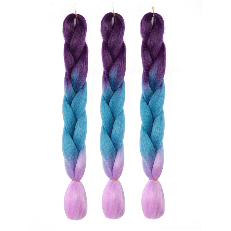 Gran trenza color peluca africana jumbo braid hair gradiente de fibra química trenza de seda de alta temperatura sucia