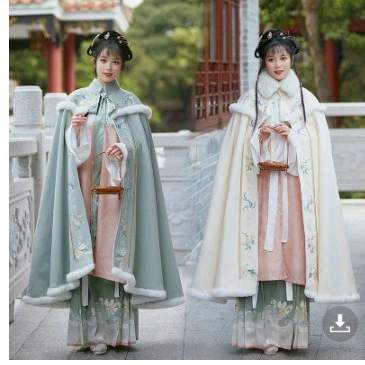 Зимний плащ ханьфу, женский зимний утепленный плащ на флисовой подкладке, студенческий плащ ханьфу в стиле супер феи, теплый плащ средней длины