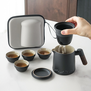 Portable Travel Tea Set Small Set for Outdoor Camping Quick Cup One Pot Four Cups Teapot Tea Drinking Equipment
