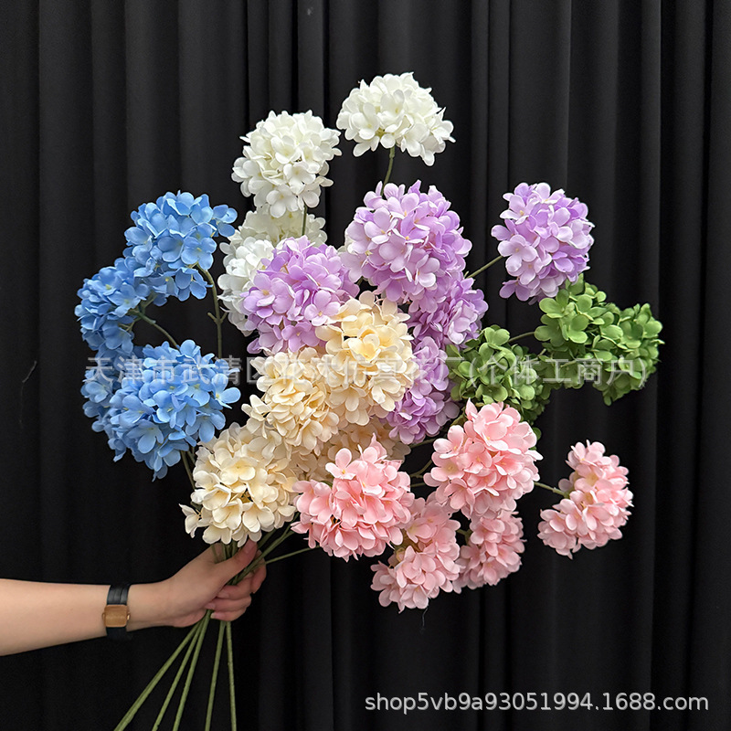 5 Artificial Silk Hydrangea Flowers for Hotel Wedding Aisle Decoration, Shop Photography Props 5 Artificial Silk Hydrangea Flowers for Hotel Wedding Aisle Decoration, Shop Photography Props