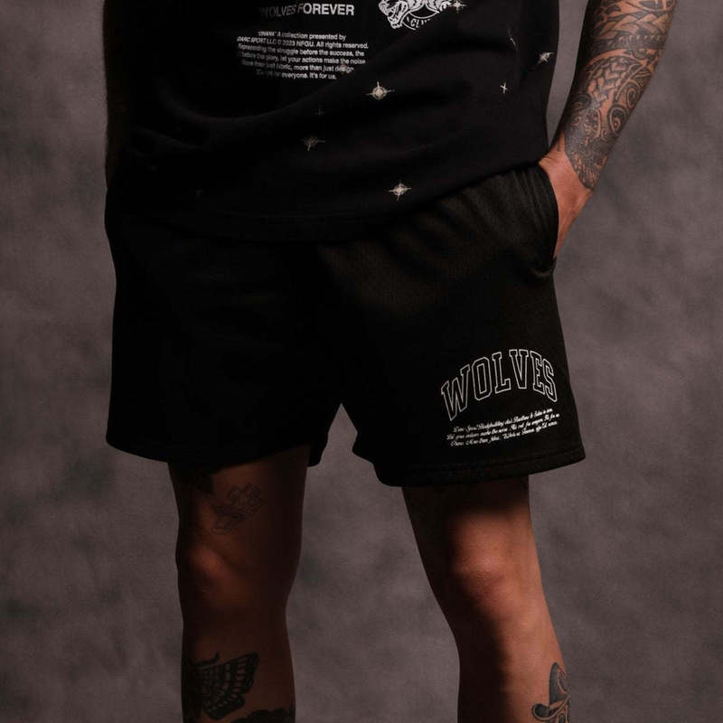 American Basketball Shorts Men's Sports Fitness Running Squat Training Casual Breathable Knee Three-point Quick-dry Pants