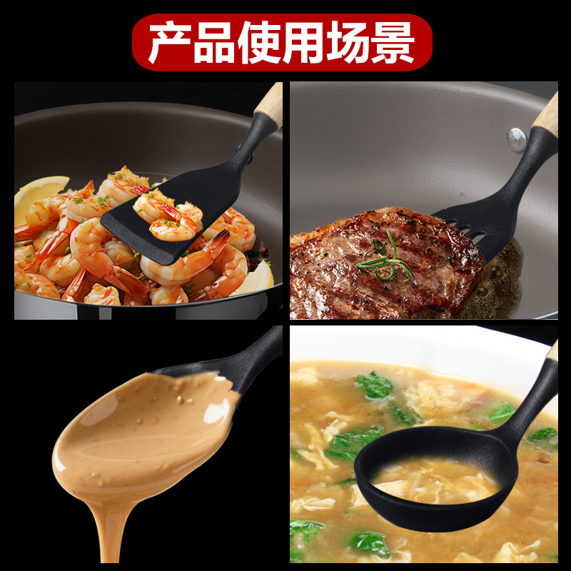 Espátula de silicona, cuchara de sopa, juego de 12 piezas, sartén antiadherente, pala de silicona de grado alimenticio, juego de utensilios de cocina de silicona resistente a altas temperaturas para el hogar