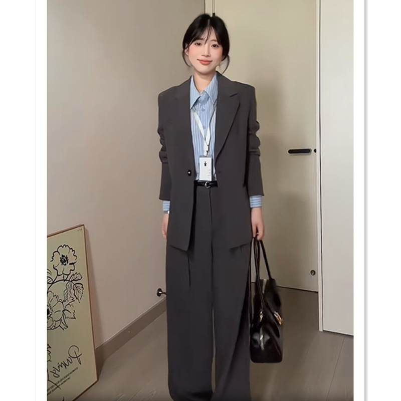 2728 spring new plus size women's close-fitting slim suit suit chubby girl professional work suit jacket trousers