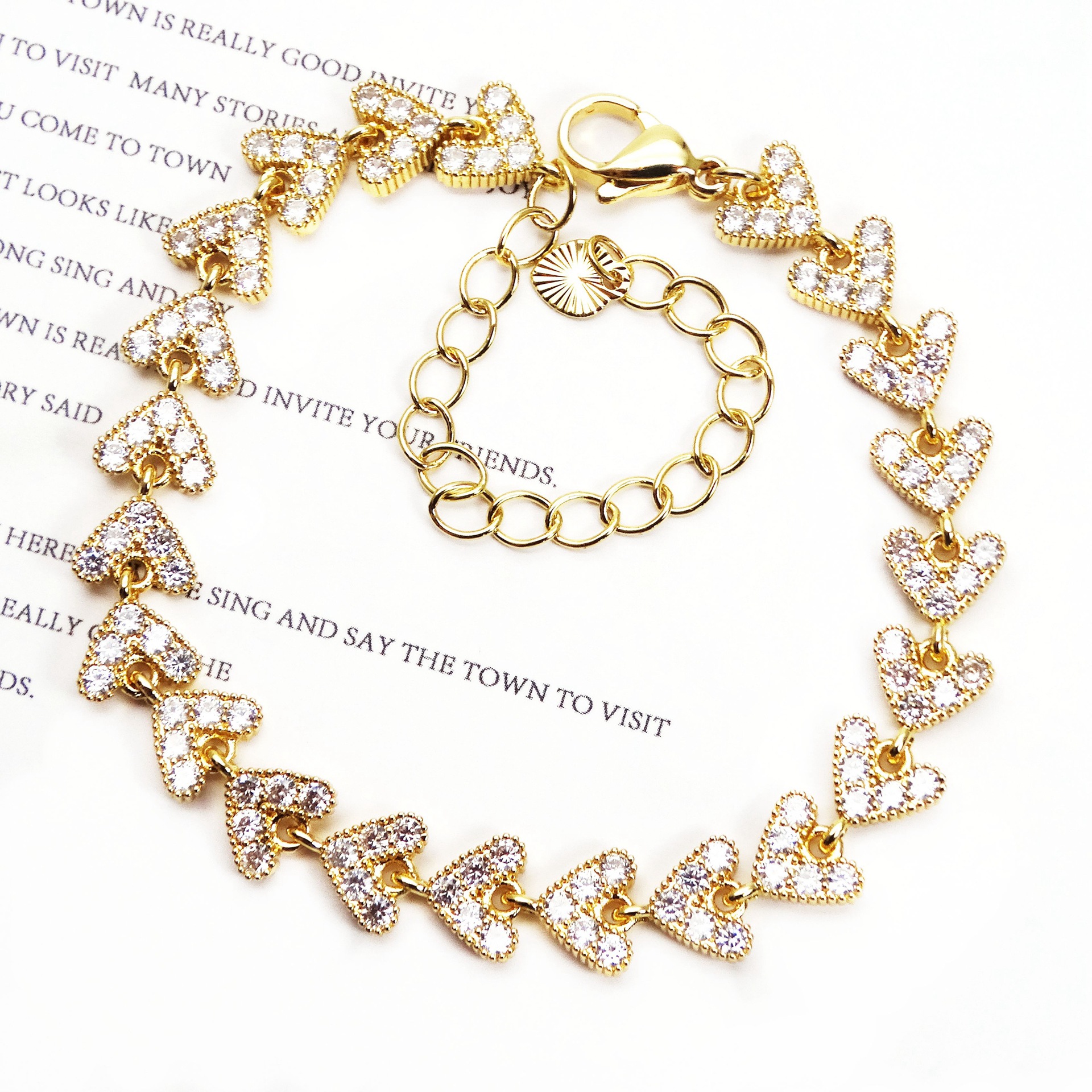 Heart Shape Pattern Heart Shape Copper Sweet Simple Style Copper Bracelets