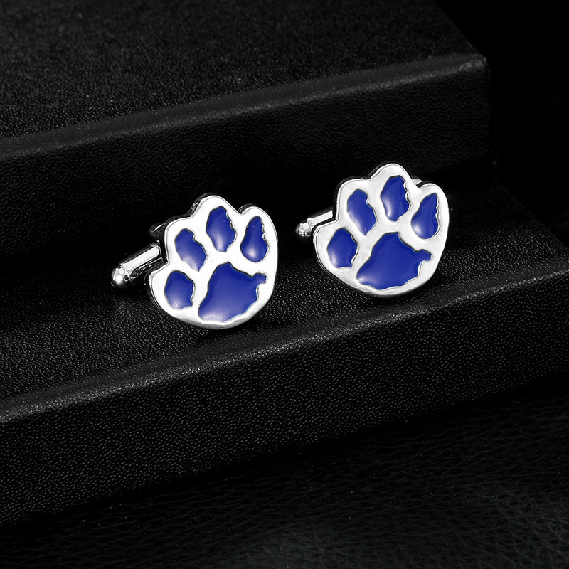 moda nuova lega metallo blu orso zampa gemelli personalità creativa goccia di olio camicia polsino unghie_voghion.com