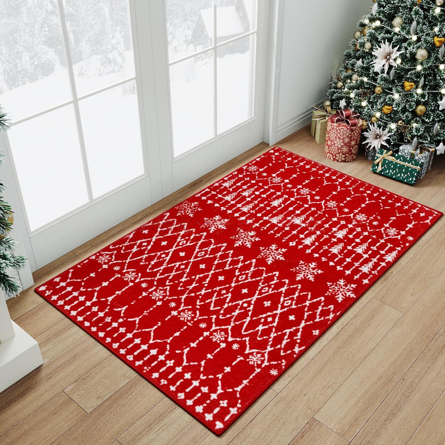 Temu Amazon Christmas Printed Floor Mat Bathroom Non-Slip Water-Absorbent Quick-Drying Foot Mat Entrance Wear-Resistant Decorative Door Mat