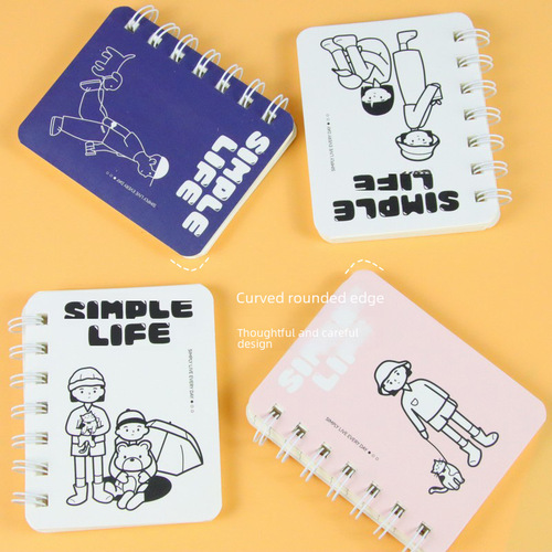 Cartoon Small Notebook A7 Side Flip Spiral Bound Cute High-Quality Student Notebook Portable Mini Journal