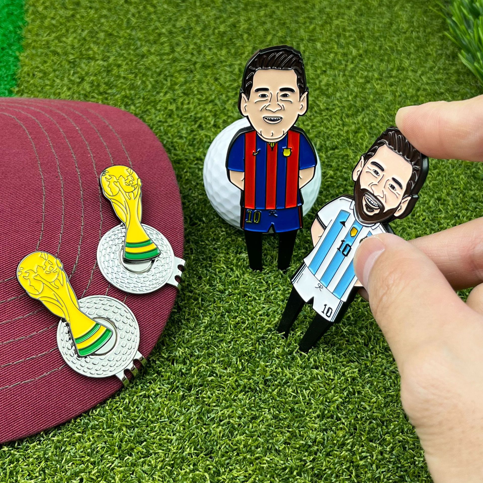 新款Golf梅西双面金属球叉帽夹磁吸奖杯马克三合一礼盒套装现货