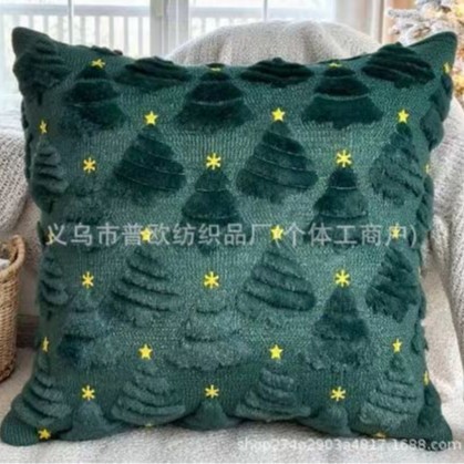 跨境抱枕套 现货圣诞树抱枕套圣诞树五角星抱枕亚马逊靠枕腰枕套|undefined