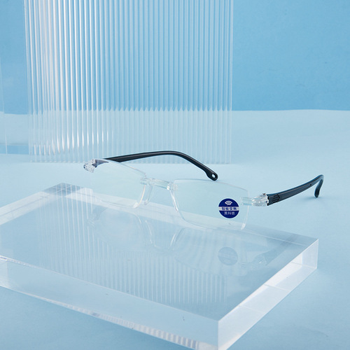 Cut-edge rimless reading glasses, anti-blue light reading glasses, smart zoom street stalls, dropshipping wholesale