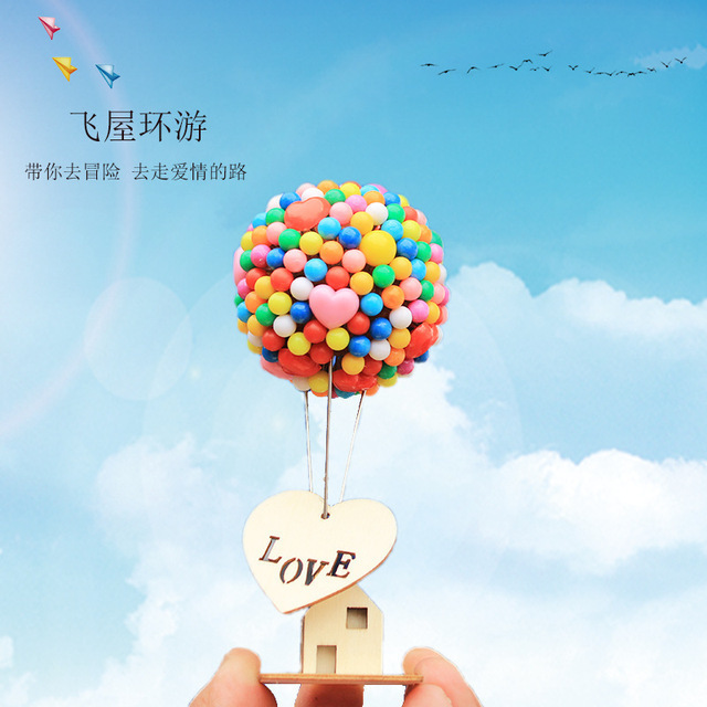 Flying House Travel Notes Creative Flying House Globo Coche de bricolaje Decoración de coche Cute Balloon House Girl Car Interiores
