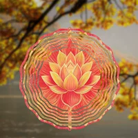 10inch Bohemian Lotus Wind Chime — прочный металл с удобным крючком для подвешивания, ярко-красный и