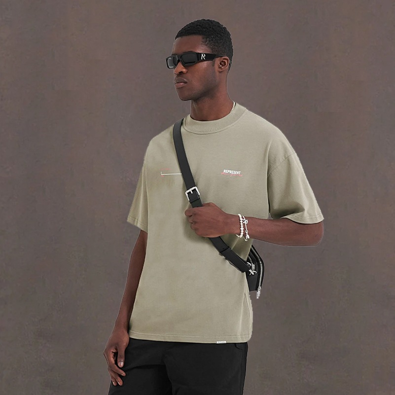 Heavy High Street REPRESENT REP color Carta marca de moda retro suelta de verano americano de los hombres de manga corta Camiseta