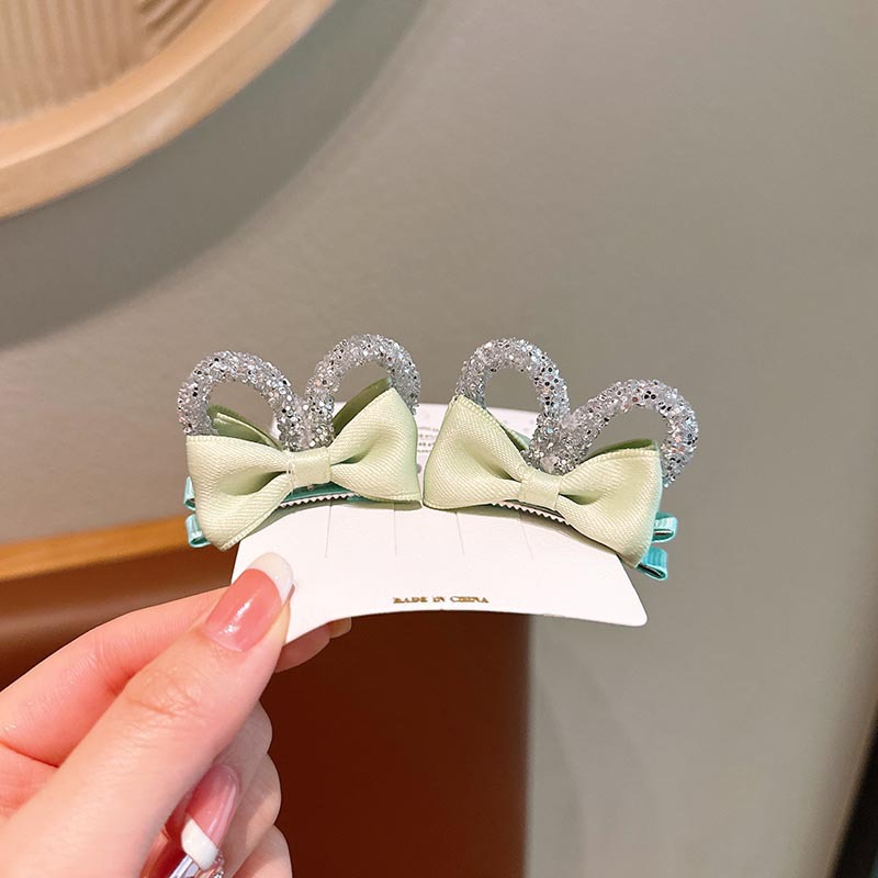 Tela infantil arco orejas de conejo clip para niñas tarjeta de cabello nueva princesa adornamiento de cabello de niña clips frange lateral