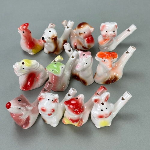 Ceramic handicrafts, white water bird, twelve zodiac whistles, animal models, creative children's toys, factory wholesale