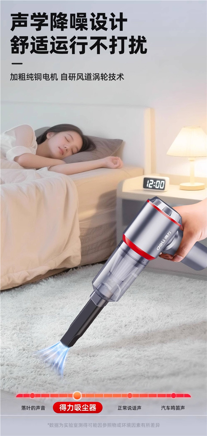 Deli Car Vacuum Cleaner Handheld Small Wireless 2026 New Model for Home and Car Dual Use with Super Strong Suction