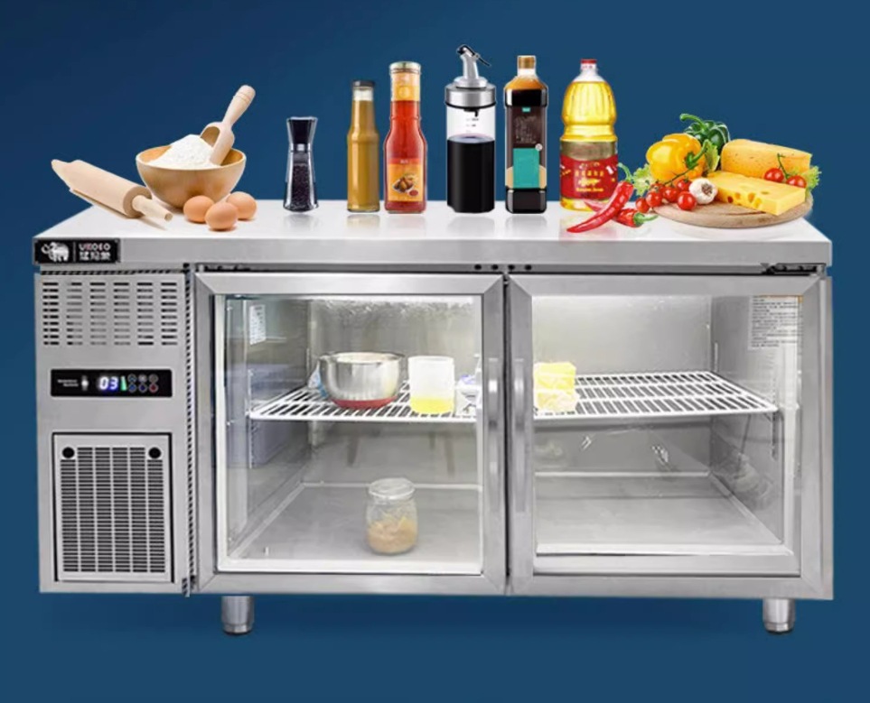 ukoeo高比克猛犸象厨房柜立 双门冰箱直冷冷藏冷冻柜工作台12LDC