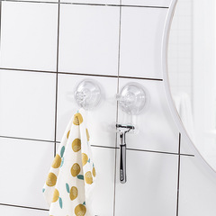 Amazon Traceless Transparent Suction Cup Hook Bathroom No-Punch Sticky Hook Suction Wall-type Plastic Kitchen Door Back Hook