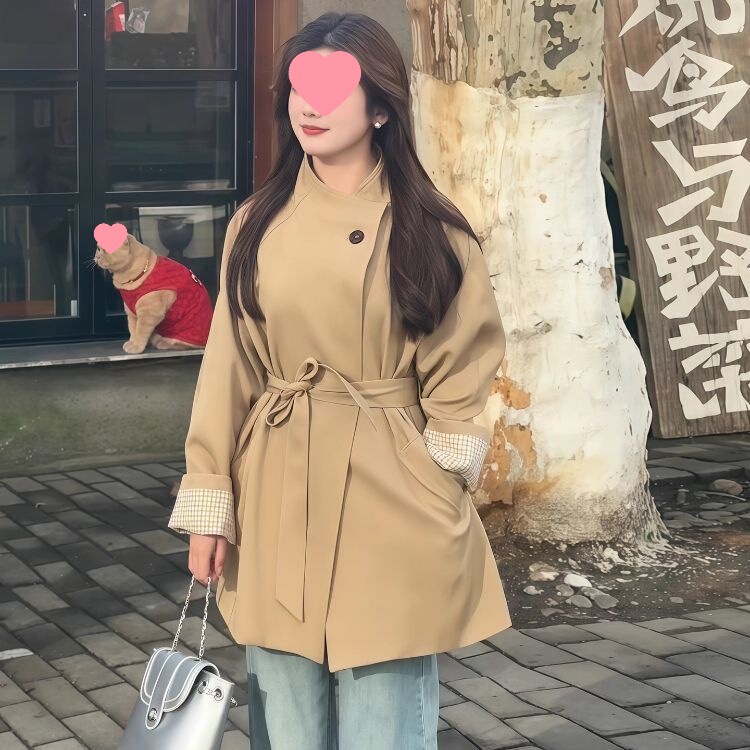 淡人穿搭韩版风衣外套春秋2025时尚新款小个子中长款气质百搭大衣|undefined